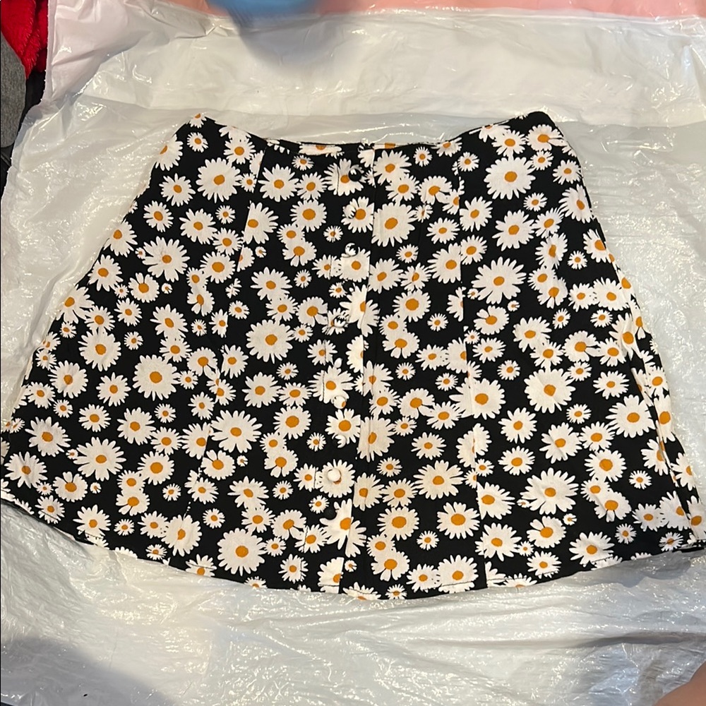 Floral Black and White Skirt